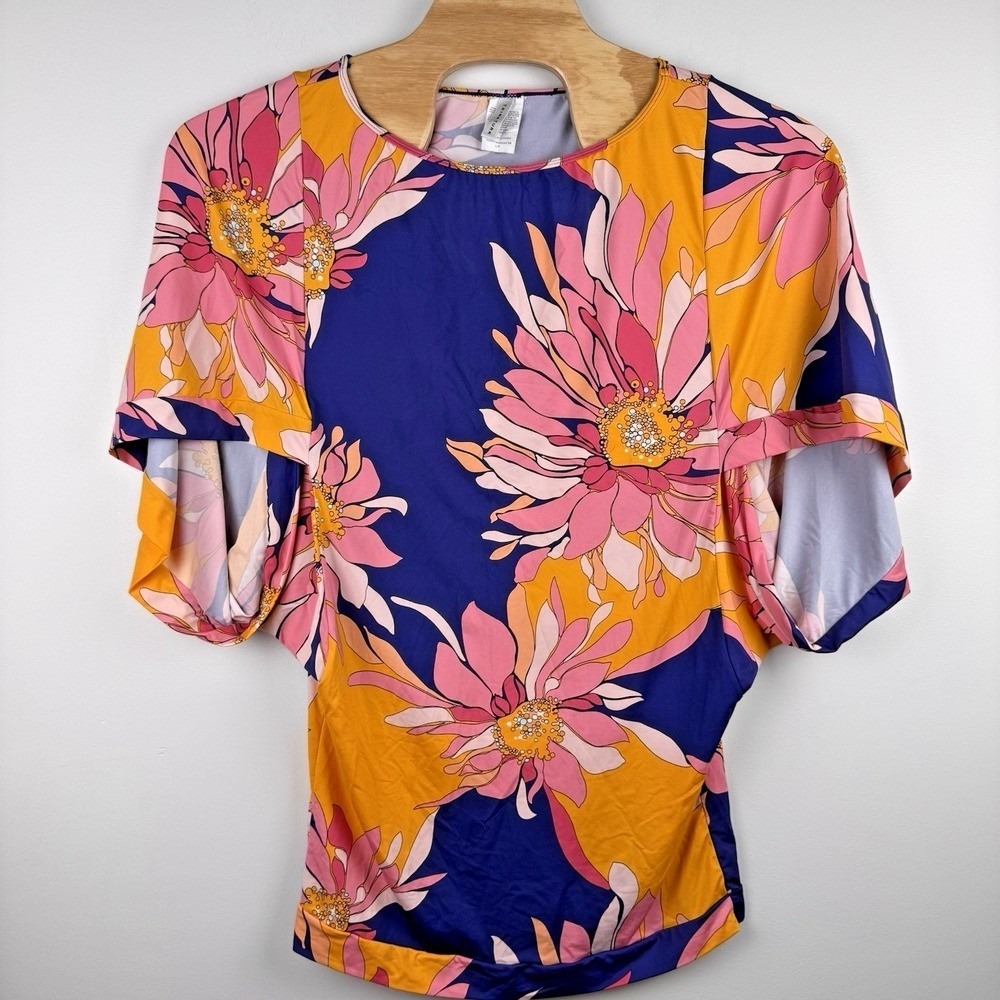 Trina Turk Multicolor‎ Floral Tunic Swim Cover Beach Vibrant Women's Large
